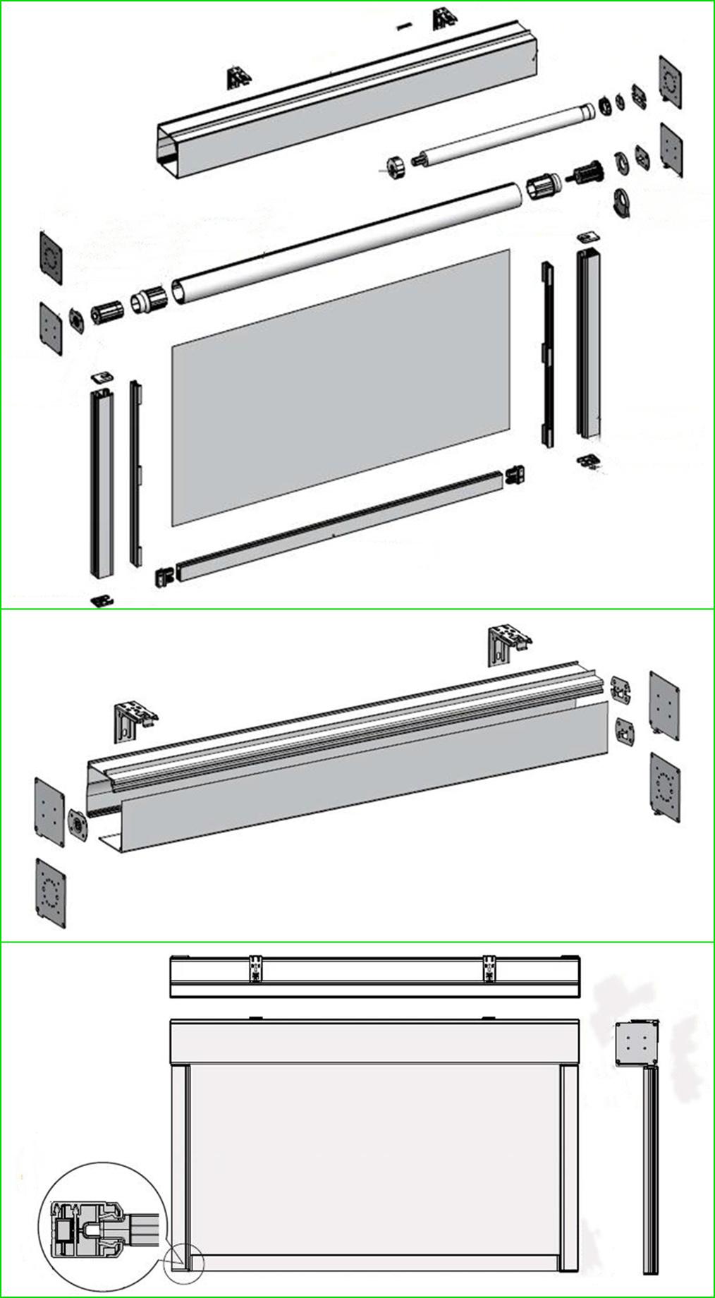 Waterproof Sun Shading Motorized Garden Blinds Kits Zip Screen