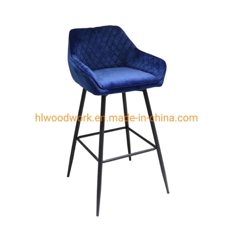 Modern High Quality Commercial Furniture Fabric Bar Stools/Barstool/High Bar Dining Chair Fabric Modern Bar Char, Metal Bar Chair