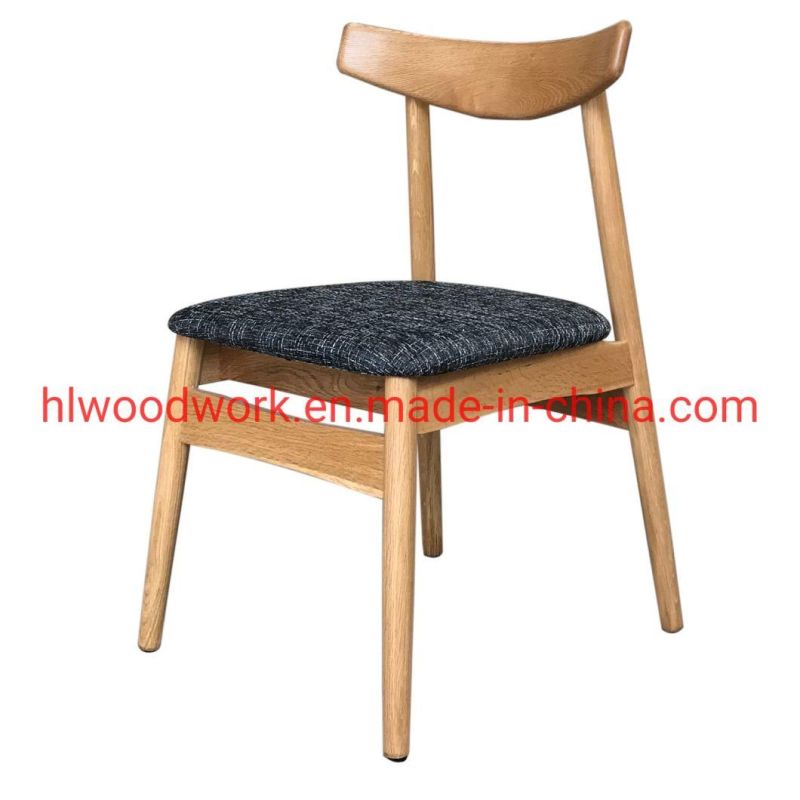 Dining Chair Oak Wood Frame Natural Color Fabric Cushion Grey Color K Style Wooden Chair Furniture Restaurant Furniture Hotel Furniture