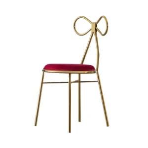 Simple Design Velvet Seat Back with Golden Legs Dining Chair