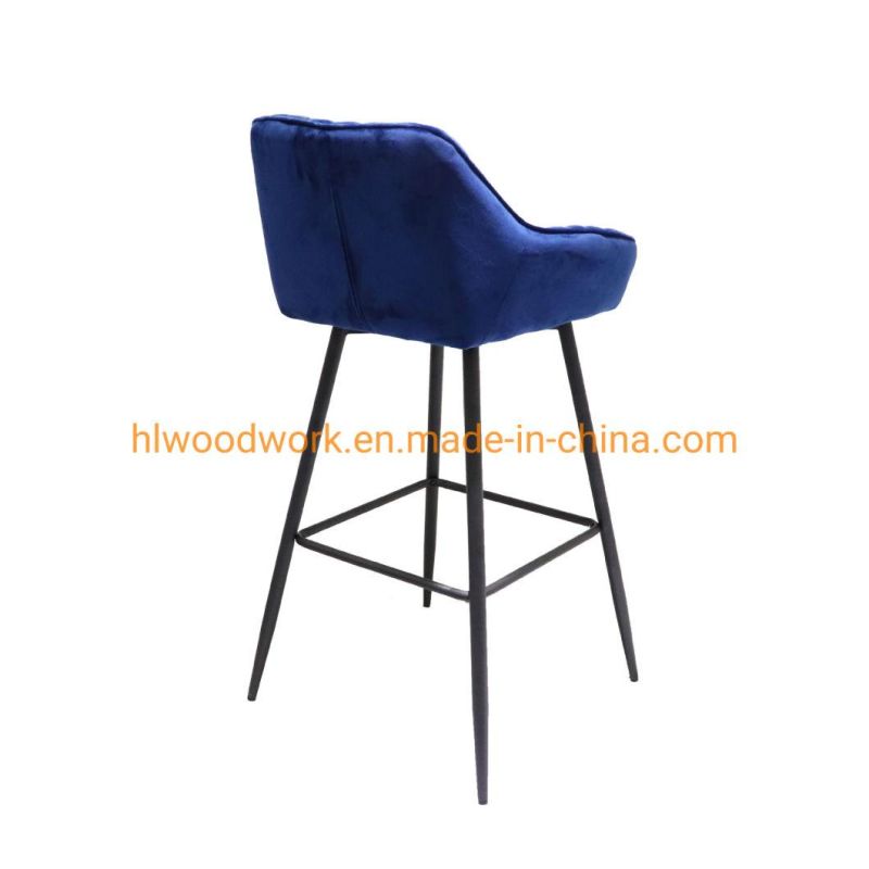 Luxury Type Back Design Coffee Dessert Shop Breakfast Kitchen Bar Stool High Chair with Install Non-Slip Mute Foot Fabric Bar Chairs Metal, Bar Stools