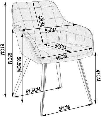 French Fabric Velvet Dining Chair with Arm Rest