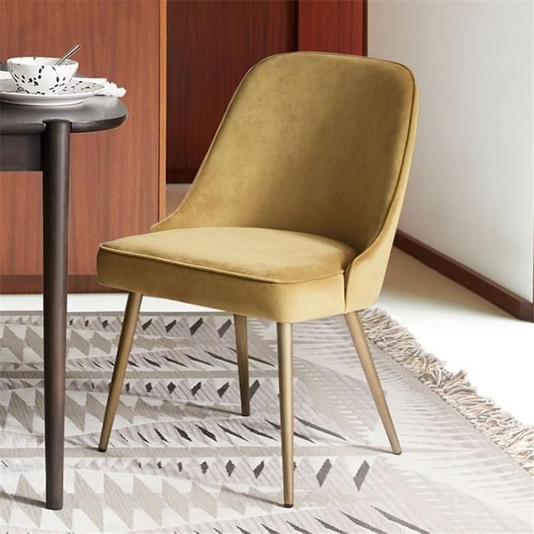 Restaurant Leisure Places Factory Direct Sale Metal Legs and Velvet Fabric Covered Seat Made in China Dining Chair Modern