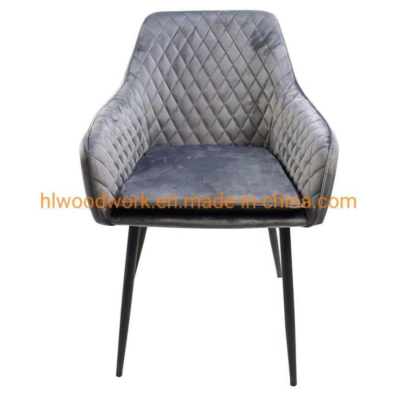 Hotel Furniture Modern PU Leather Upholstered Dining Room Furniture Chair Black Metal Legs Restaurant Luxury Dining Chair for Restaurant Dining Chair