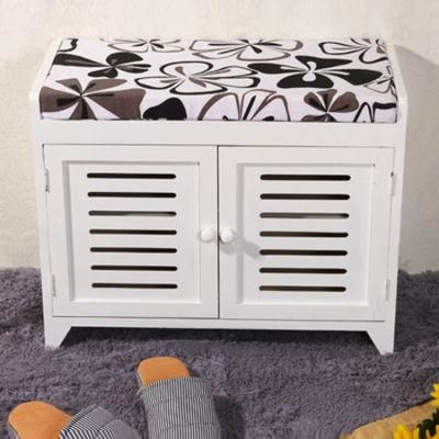 Fabric Upholstery Cabinet Shoes Changing Seat, Wooden Bench