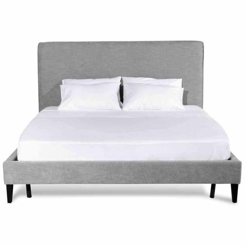 High Quality Bedroom Upholstered Modern Grey Velvet Fabric Queen Size Bed