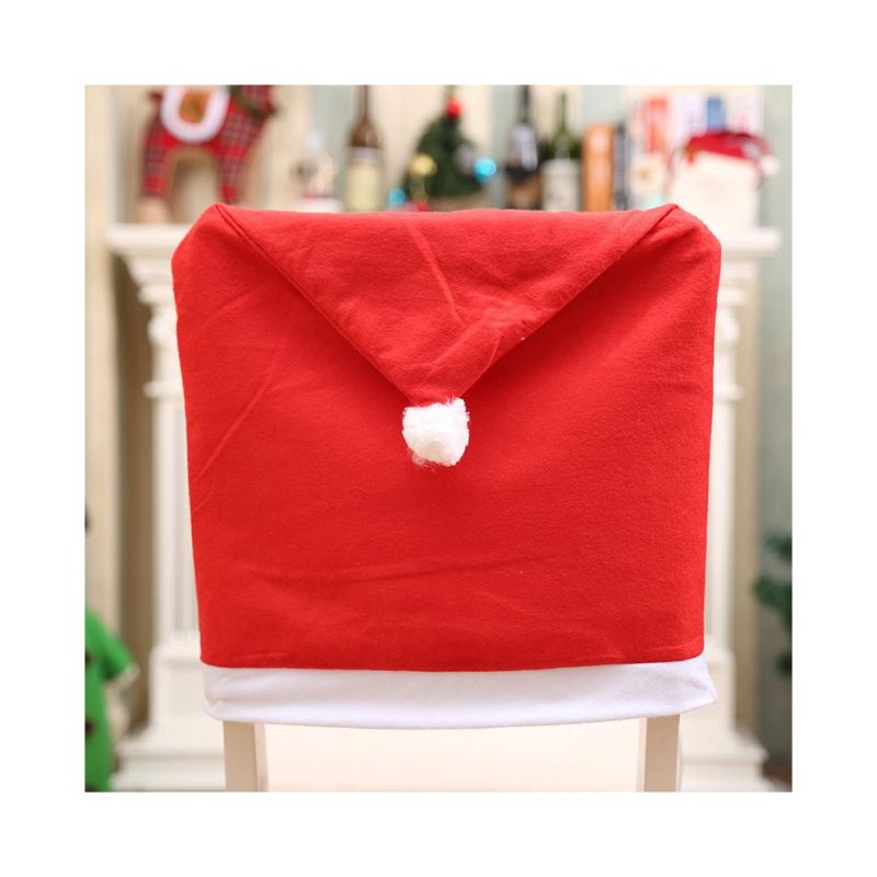 Covers Christmas Santa Back for Hat Chairs Dining Design Seat Dining Plastic Folding Cartoon Decorative Decoration Chair Cover