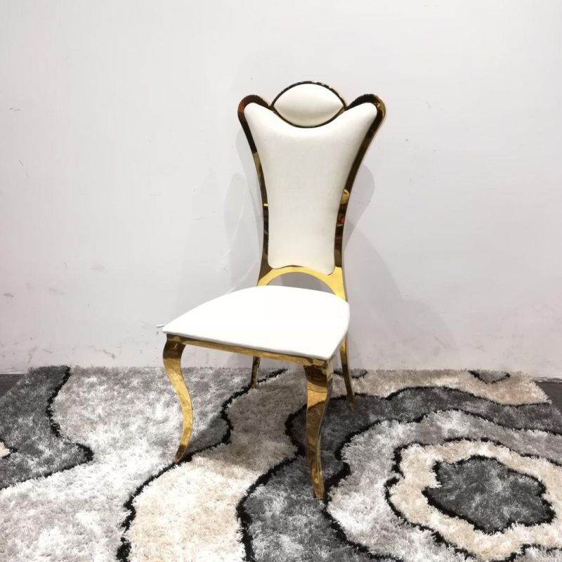 Modern Style Gold Stainless Steel Wedding Furniture Leather Dining Chair