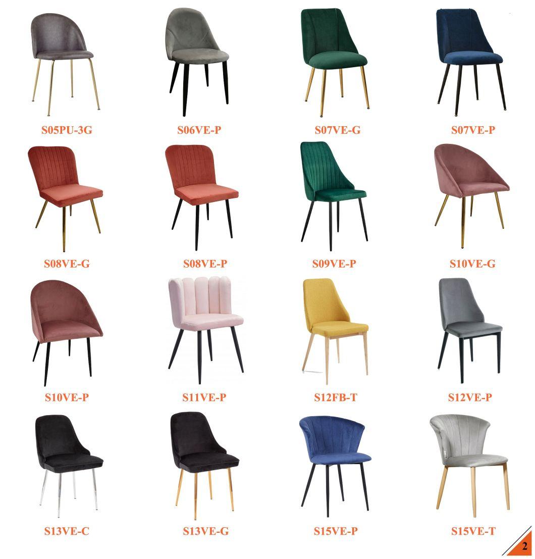 Modern Design Cheap Home Furniture PU Leather Dining Room Chairs Beech Wood Legs Colorful Fabric Accent Chair