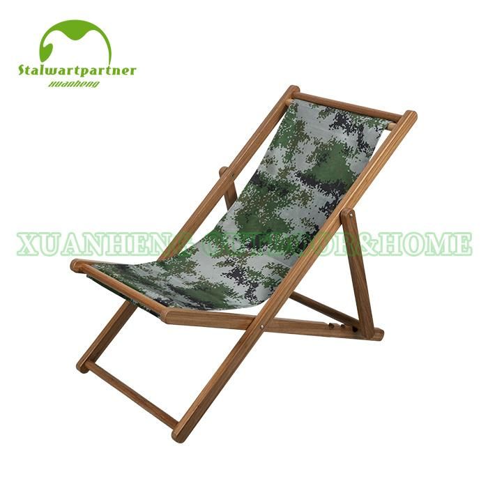 Adjustable Height Foldable Wooden Beach Chair