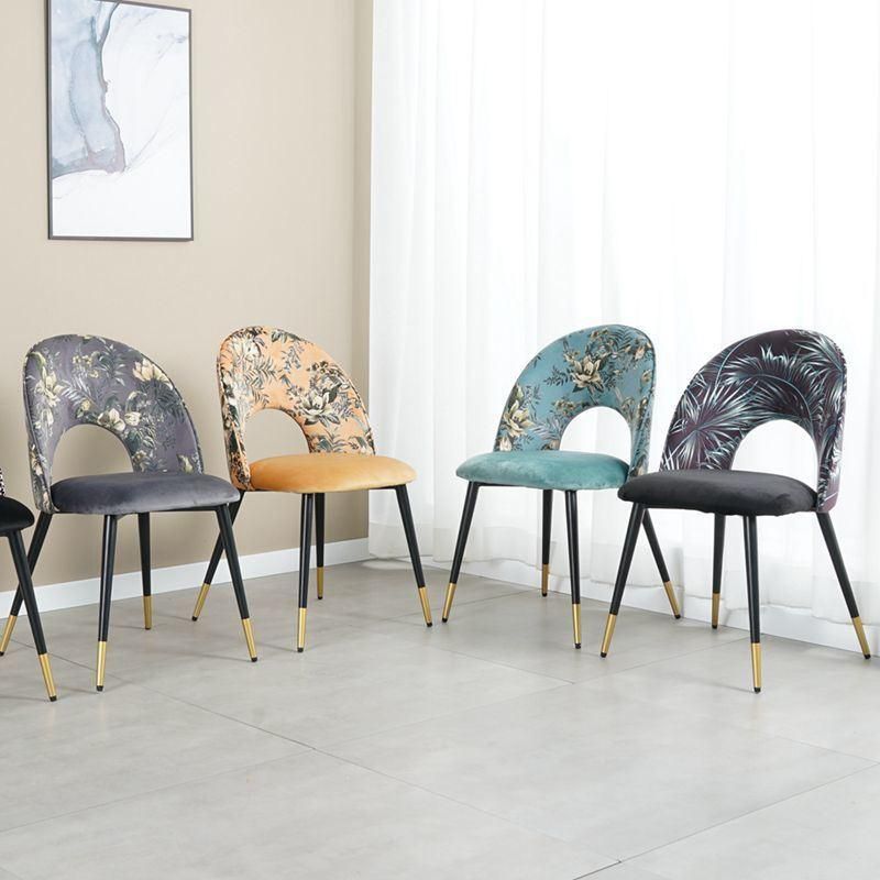 Wholesale Nordic Fabric Floral Back Modern Luxury Design Furniture Dining Chairs