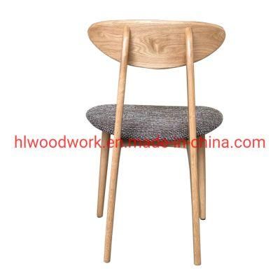 Dining Chair Oak Wood Frame Natural Color Fabric Cushion Brown Color B Style Wooden Chair Furniture Dining Room Furniture