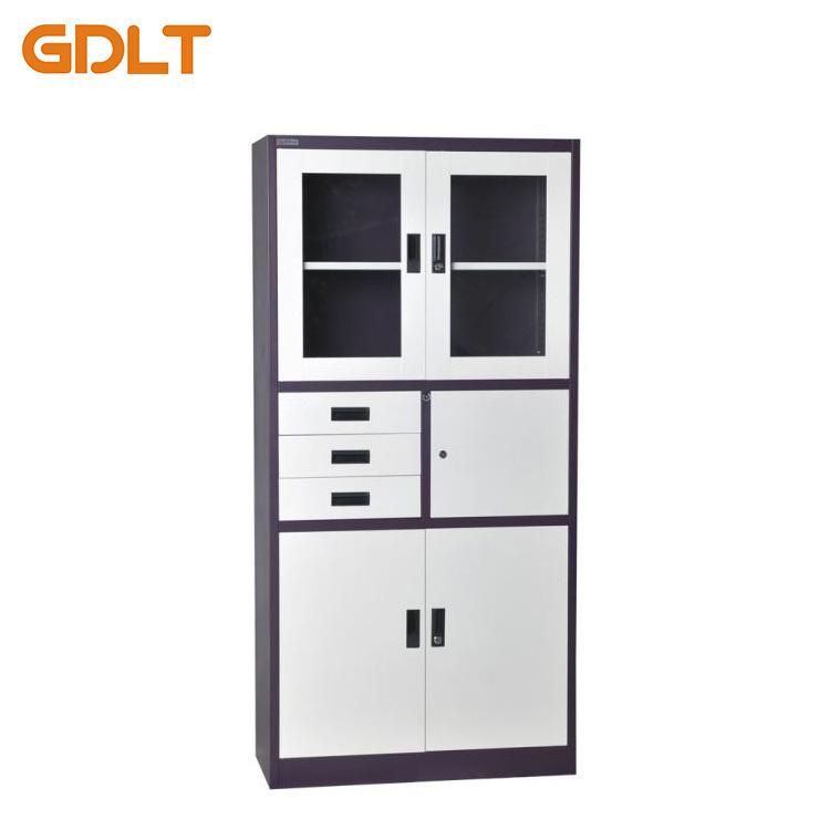 Three Drawers Glass Steel Doors Put Books Put Safe Steel Cabinet