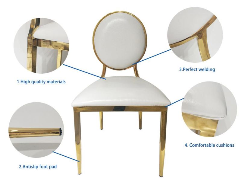 Hot Sale Wedding Furniture Round Back Gold Stainless Steel Chair