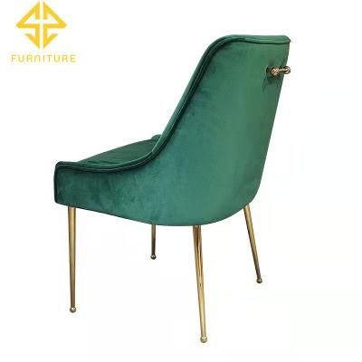 Wholesale Modern Home Furniture Ring Back Stainless Steel Legs Velvet Fabric Tufted Dining Chair