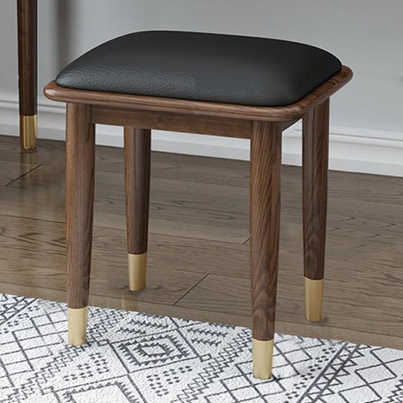 Solid Wood Nordic Japanese Style Ash Wood Dressing Stool Modern Bedroom Walnut Color Leather Art Household Makeup Stool Light Luxury Furniture 0026