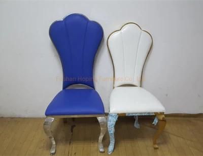 Blove Relax Vienna Blue Velvet Furniture Foshan Bridal Banquet Factory Wholesale Silver White Leather Wedding Dining Golden Chair