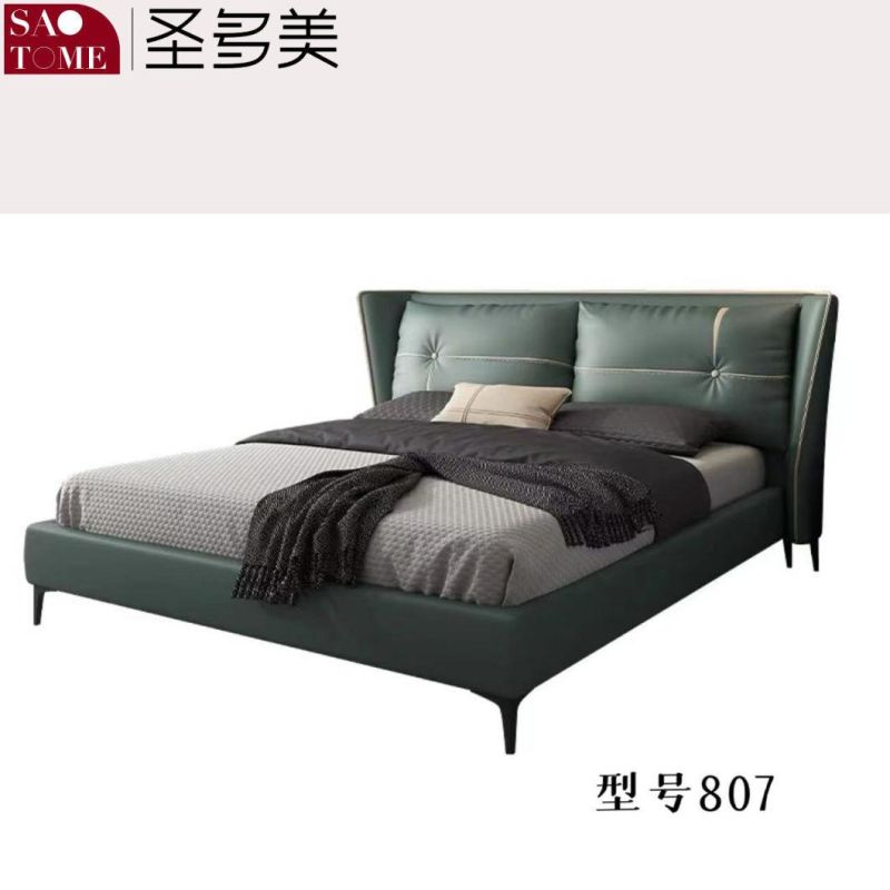 Modern off-White Leather 1.5m 1.8m Double Bed