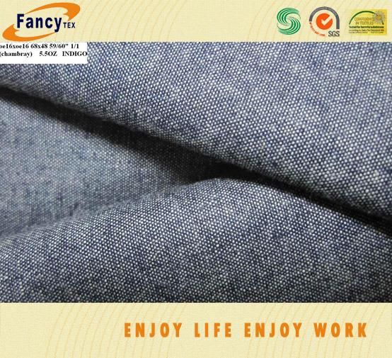 Cotton OE Yarn Chambray Indigo Denim Fabric