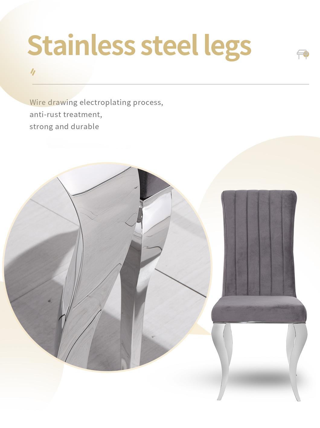 Factory Directly Luxury Stainless Steel Leg Velvet Home Using Dining Chair