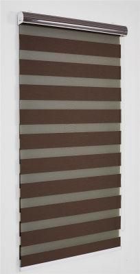 Horizontal Window Shade Blind Zebra Dual Roller Blinds Treatments Window Custom Cut to Size Dark Brown Curtains for Living Room