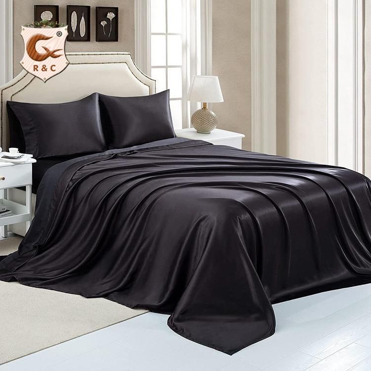 Wholesale Customized Bed Set Silky Smooth Satin Luxury Sheet Set 4piece Bedding Set