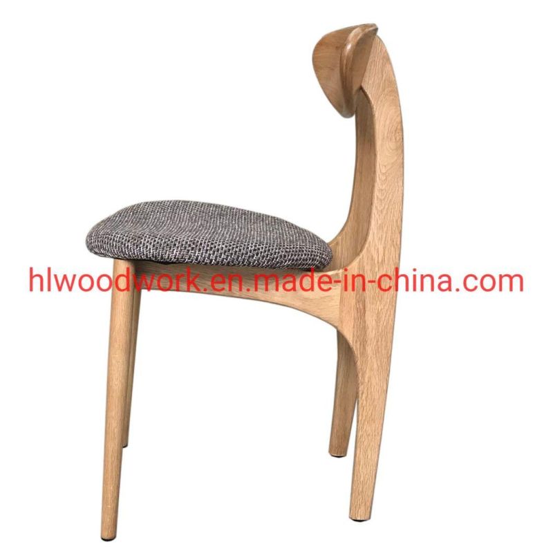 Dining Chair Oak Wood Frame Natural Color Fabric Cushion Brown Color B Style Wooden Chair Furniture Dining Room Furniture