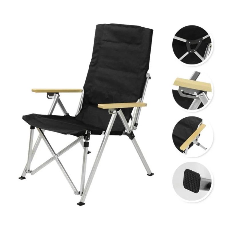 Outdoor Folding Camping Chair Three-Speed Adjustable Long Back Chair Beach Recliner Garden Picnic Lounge Chair with Bag Wyz19652