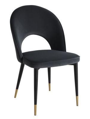 Wholesale High Quality Velvet Fabric Dining Chair with Gold Metal Legs