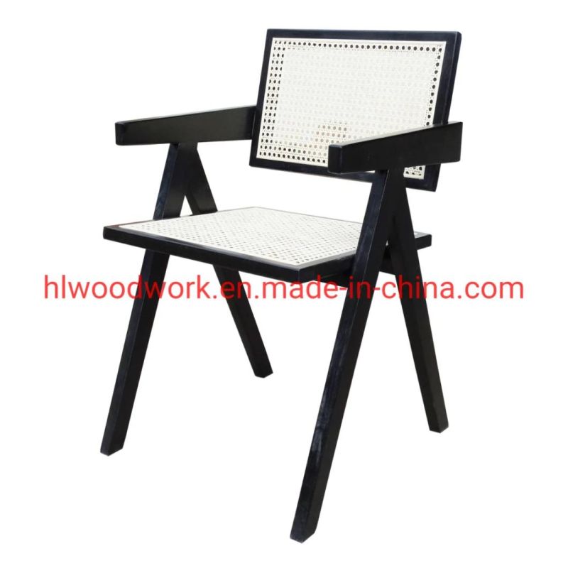 Naturral Rattan Chair with Black Color Ash Wood Frame K Style Dining Chair Leisure Chair Hotel Chair