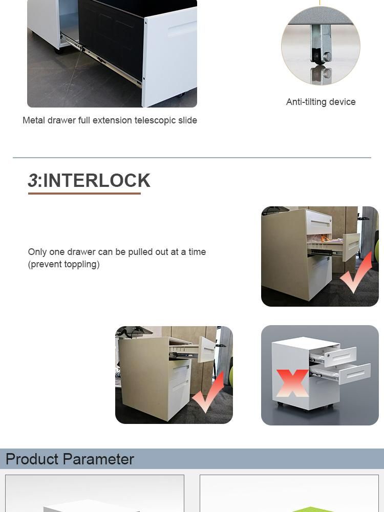 Office Filling Cabinet 3 Drawer High Quality Filing Cabinet with Wheels