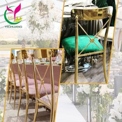 Yc-A68 Hot Selling 2019 Stacking Metal Chrome Cross Back White Wedding Chair