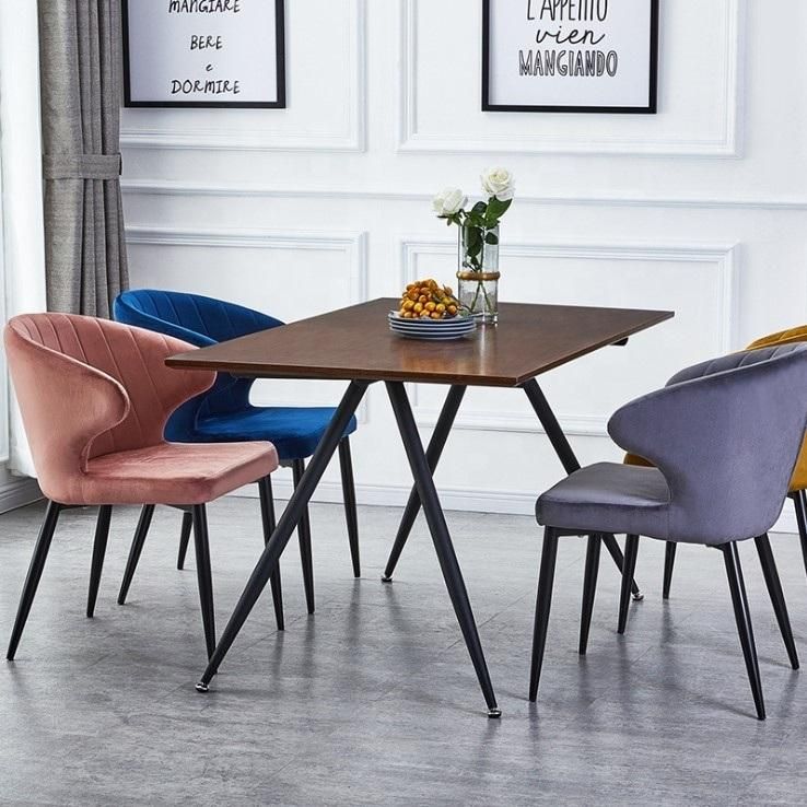 Unique Dining Chair with Laser Cutting Behind Upholstered Navy Blue Velvet Dining Chair for Restaurant