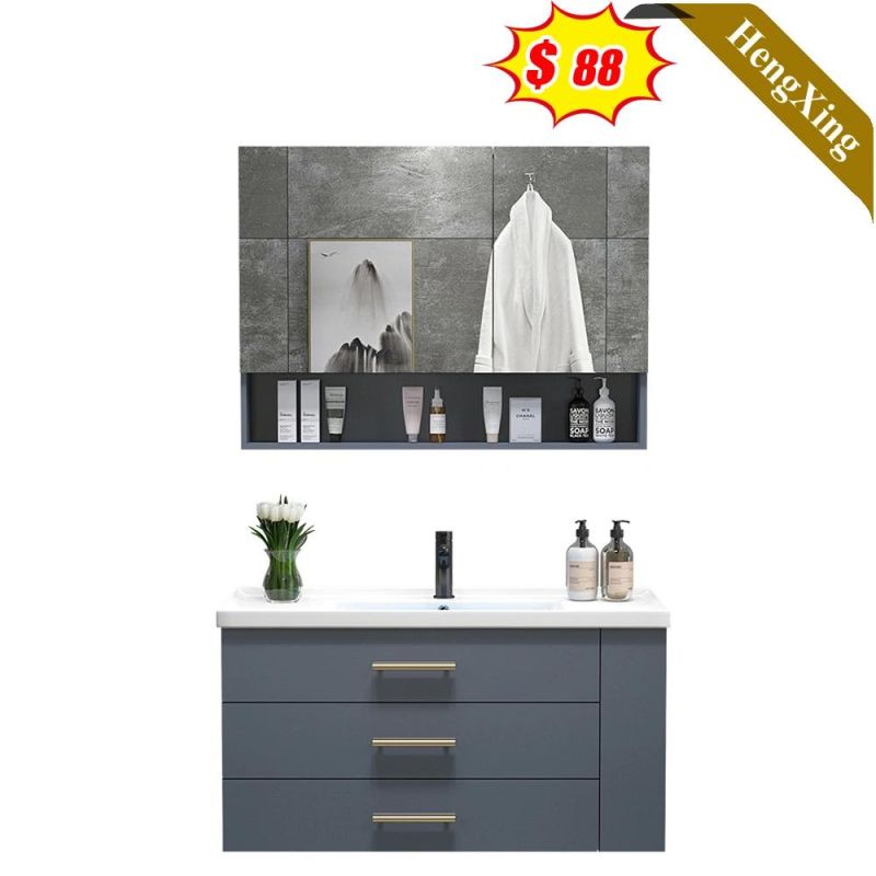 Wooden Home Furniture Auto Lights and Vanity Foshan Factory Oak Wood Bathroom Cabinet