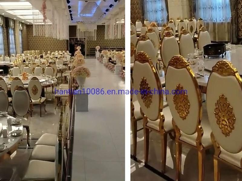 Gold Stainless Steel Dining Table and Chair for Banquet Wedding Event