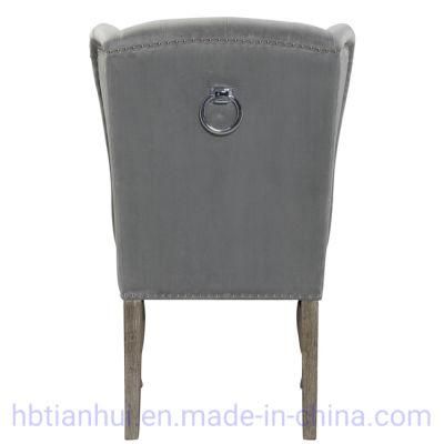 Modern Hot Sale Simple Wood Stool Suede Leisure Sofa Furniture Chair Blue