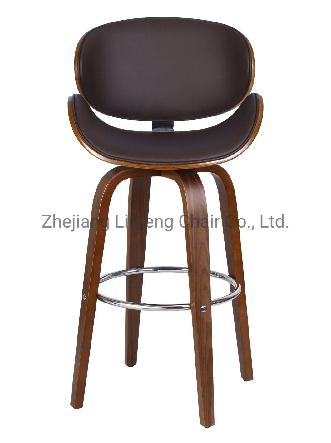 Counter Bar Chair Wood PU Seat Wooden Kitchen Bar High Chair