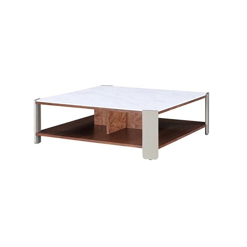 Modern Home Furniture Living Room Rectangle Side Table End Tea Table Walnut Solid Wood Square Coffee Table