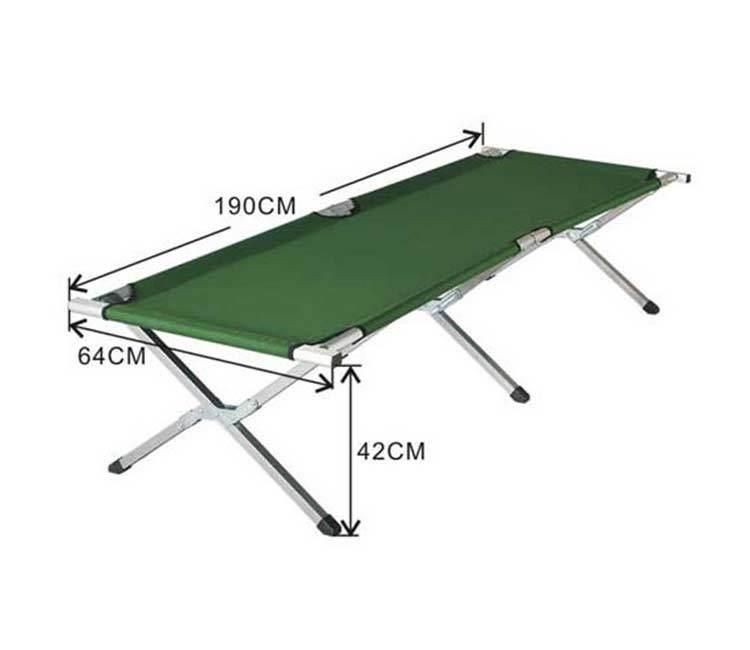 High Quality Army Green Steel Aluminum Travel Camping Equipment Military style Cot Bed