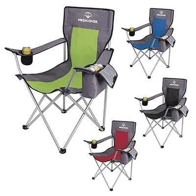 Customized Deluxe Outdoor Portable Folding Koozie Kamp Chair with Side Table and Pocket