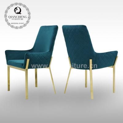 Modern Home Furniture Pink Fabric Gold Stainless Steel Chairs