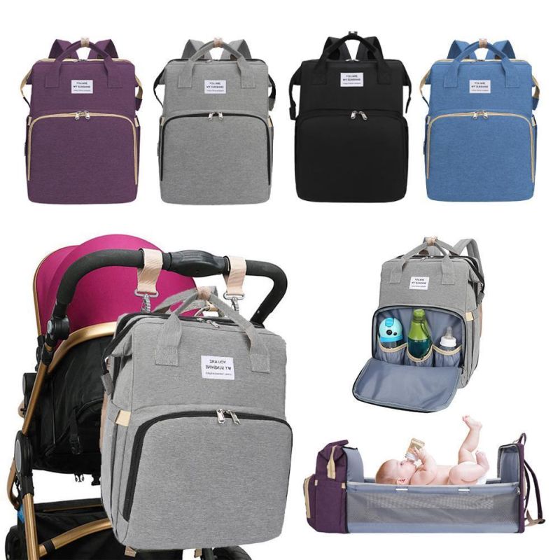 Multifunctional Fashion Mummy Diaper Backpack Baby Diaper Bag Outdoor Sleep Bed Women Travel Maternity Nursing Handbag Stroller Bag for Ladies Gift Baby Product