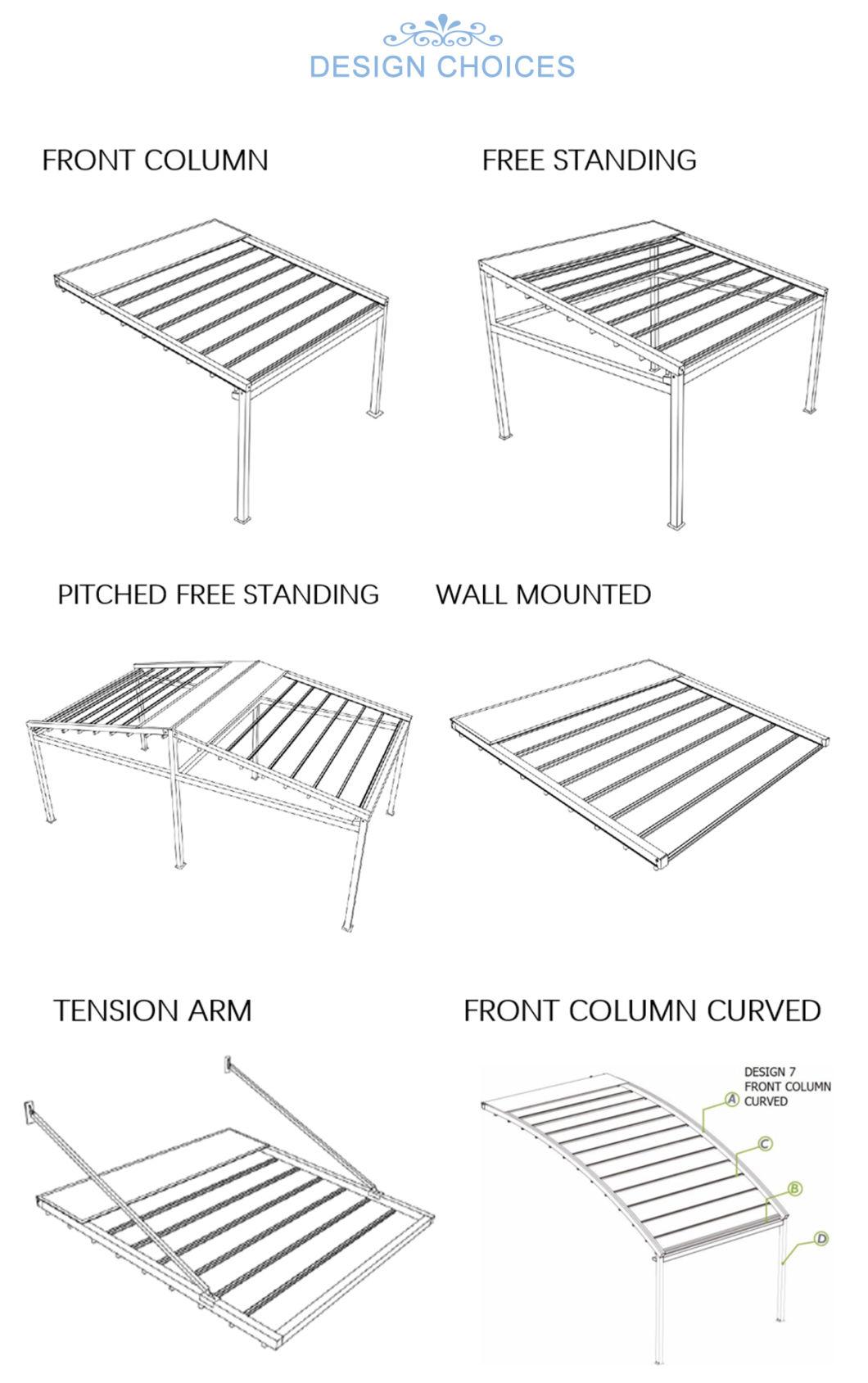 Wind Resistance Automatic Patio Motorized Screens Waterproof Retractable Roof Cover PVC Pergola Roof Gazebo for Outdoor Recreation