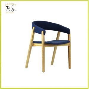 Nordic Stylish Navy Fabric Restaurant Dining Chair Wooden