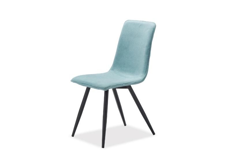 Modern Colorful General Home Furniture Metal Legs Fabric Upholstered Seat Metal Frame Dining Room Chair