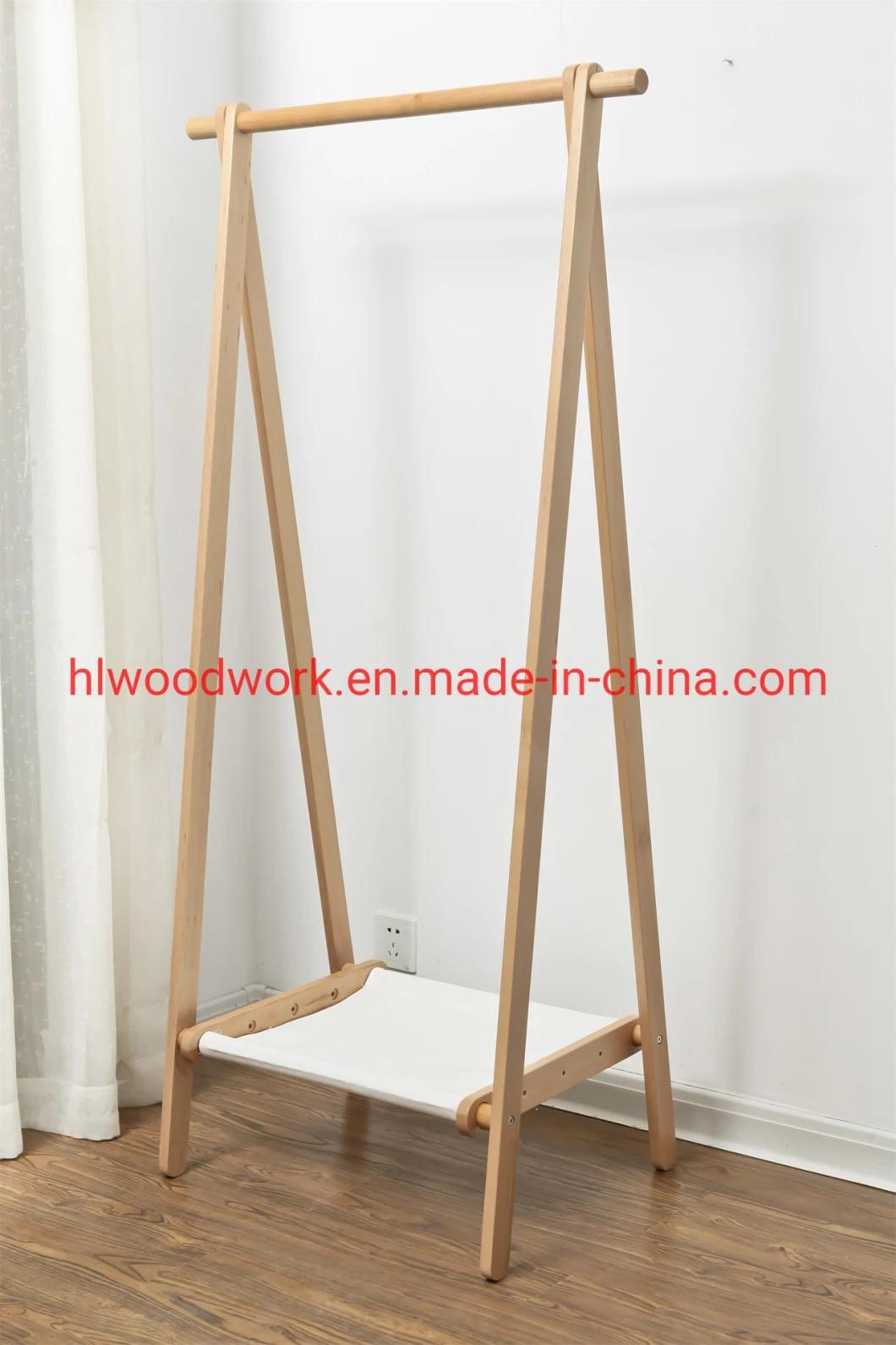 Beech Wood Stand Coat Rack Stand Hanger Foyer Furniture Natural Color Fabric Style Living Room Coat Rack Bedroom Coat Rack