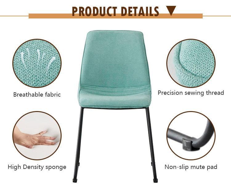 Multiple Color Modern Style Nordic Dining Rooms Sillas Metal Leg Upholstery Fabric Chair