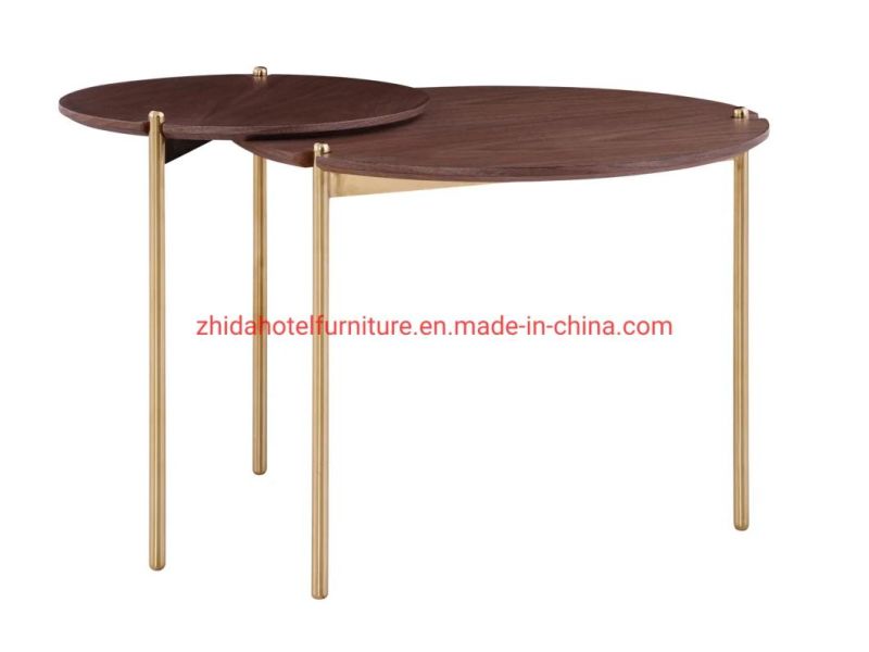 Foshan Supplier Hotel Home Living Room Furniture Modern Center Table Wooden Top Side Table Round Coffee Tea Table