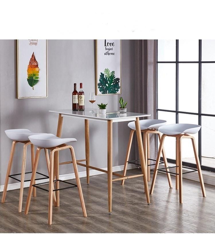 French Style Simple Design Industrial Coffee Shop High Stool Nordic Plastic Bar Stool with Metal Leg