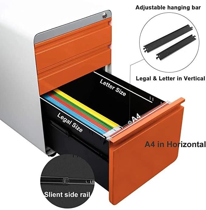 3 Drawer Office Furniture Mobile Filing Cabinets Filing Cabinet for Legal Letter A4 Size